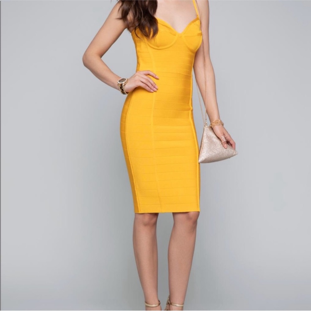 Bebe bandage bustier midi dress with spaghetti straps fitted size S